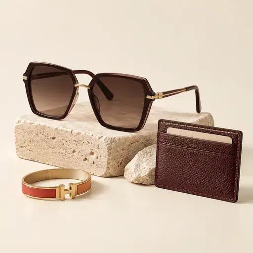 Curated sunglasses and leather accessories