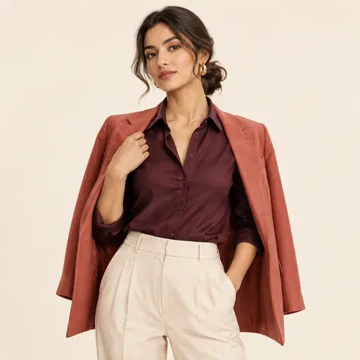 Model in refined shirt and tailoring